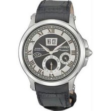 Men's Stainless Steel Case Kinetic Perpetual Premier Black Leather