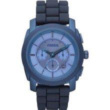 Men's Stainless Steel Case Silicone Bracelet Chronograph Blue Dial