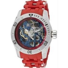 Men's Stainless Steel Case Sea Spider Red, Blue and Silver Skeleton
