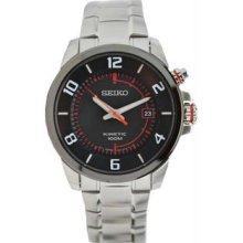 Men's Stainless Steel Case and Bracelet Kinetic Black Dial Date