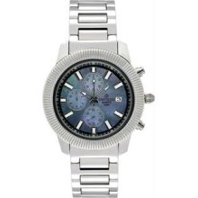 Men's Stainless Steel Chronograph Mother of Pearl