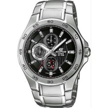 Men's Stainless Steel Edifice Quartz Black Dial Day Date