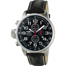 Men's Stainless Steel Lefty Force Chronograph Black Dial Leather Strap