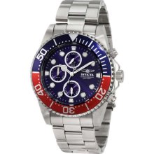 Men's Stainless Steel Pro DIver Quartz Chronograph Blue Dial Red and B
