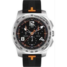 Men's Stainless Steel T-Sport Chronograph Black Dial Orange