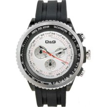 Men's Stainless Steel Tachymeter White Dial Rubber Strap Chronograph
