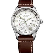 Men's Swiss Army Airboss Automatic Power Gauge Stainless Steel Brown Leather ...