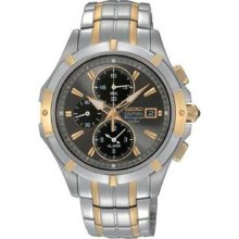 Men's Two Tone Stainless Steel Coutura Alarm Chronograph Charcoal Dial