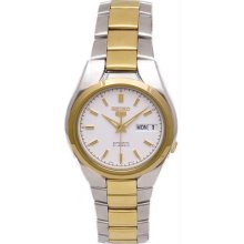 Men's Two Tone Stainless Steel Seiko 5 Automatic White Dial