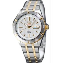 Men's Two Tone Stainless Steel Case and Bracelet Silver Dial Day and D