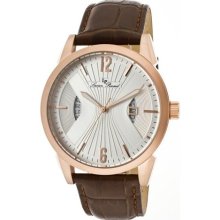 Men's Watzmann Silver Textured Dial Brown Genuine Leather ...