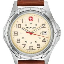 Mens Wenger Standard Issue XL Watch, Eggshell Dial, Brown Calfski ...