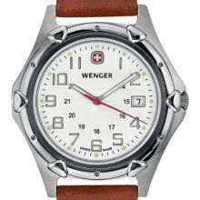 Mens Wenger Standard Issue XL Watch, White Dial, Brown Leather Ba ...