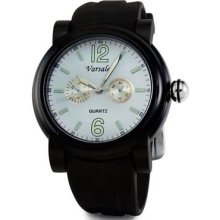 Mens White Dial Black Classic Sporty Quartz Wrist Watch