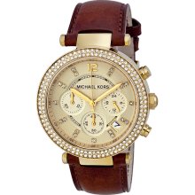 Michael Kors Chronograph Gold Dial Diamond set Ladies Watch MK2249