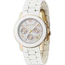 Michael Kors Ladies Two Tone Stainless Steel Quartz Chronograph White Dial MK5145