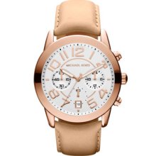 Michael Kors Mid-Size Rose Golden Leather Mercer Chronograph Watch