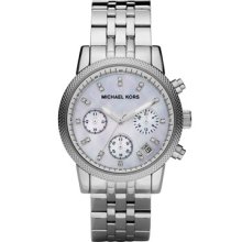 Michael Kors Mid-Size Silver Color Stainless Steel Ritz Chronograph