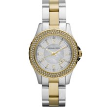 Michael Kors Mini-Size Madison Three-Hand Glitz Watch, Golden/Silver-