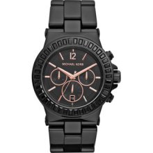 Michael Kors Mk5565 Women's Black Ceramic Bracelet Black Dial Chronograph Watch