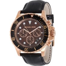 Michael Kors Watch, Mens Chronograph Everest Black Leather Strap 45mm