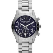 Michael Kors Watch Men's Layton Silver Chronograph Blue Dial Mk8228