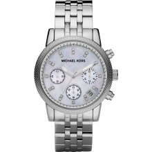 Michael Kors Women's Silvertone Mother Of Pearl Dial Watch MK5020