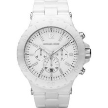 Michael Kors Women's White Chronograph Dial Ceramic Watch ...
