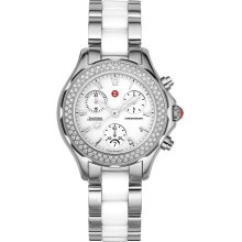 Michele Large Tahitian Ceramic White Diamond Ladies Watch MWW12E000001