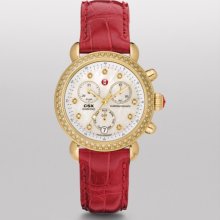 MICHELE MICHELE Signature CSX-36 Diamond Gold, Diamond Dial Garnet Alligator