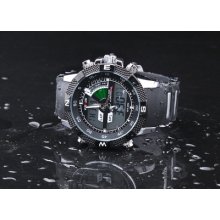 Military Mens Brand Stainless Steel Dial Black Day&date Mens Sport Watch Hot