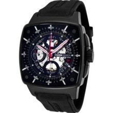MOMODESIGN Men's Automatic Chronograph Black Ion Plated Titanium Case Rubber Strap Watch