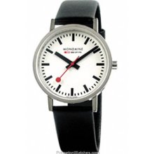 Mondaine Men's Official Swiss Railways New Classic Watch - Brushed Stainless - Black Leather Strap - A660.30314.16SBB