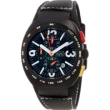 Montres De Luxe Men's AVI-40-CR-N/B-N Avio Aluminum Black PVD Chrono