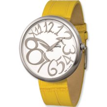 Moog Stainless Steel Round Silver Dial Watch W/(MC-16)Yellow Band
