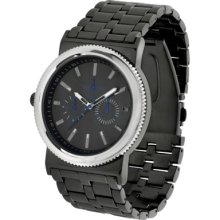 Mossimo Men's Bracelet Dial Watch with Blue Faux 3 Eye - Black