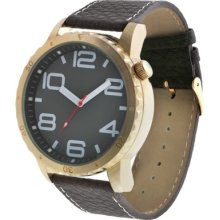 Mossimo Men's Strap Dial Watch with Round Gold Case - Brown
