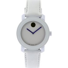 Movado Bold Medium White Leather Unisex Watch 3600027