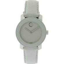 Movado Bold Medium White Leather Unisex Watch 3600023 ...