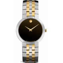 Movado Mens Two-Tone Faceto - Black Dial - 38mm Case Width - Bracelet 0606235