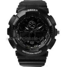 Multifonction Perpetual Calendar Digital Analog Dual Display Sport Watch Black