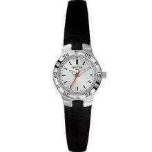 Nautica Ladies` Black Strap Watch W/ Silver Dial & Date Window