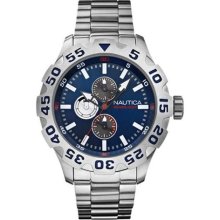 Nautica Mens BFD 100 Multifunction Stainless Watch - Silver Brace ...
