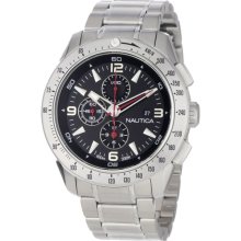 Nautica Men's Chronograph Stainless Steel Case and Bracelet Black Dial Date Display N25015G