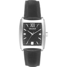 Nautica N07546 Men's Analog Leather Band Black Dial Watch