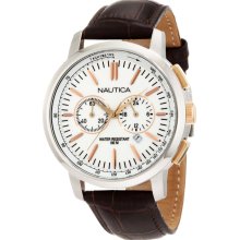 Nautica N19574G Nct 800 Chronograph Brown Leather Men's Watch
