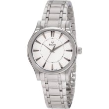 New BULOVA Ladies Round Analog Quartz Watch Silver-Tone Steel Bracelet Dial