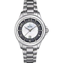 New BULOVA Ladies Round Watch Stainless Steel Bracelet MOP Dial