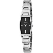 New CARAVELLE by Bulova Ladies Black Watch Crystals Silver-Tone Steel Bracelet