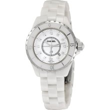 NEW Chanel J12 White Ceramic 33mm Diamond Dial Quartz Watch - H1628